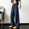 Pantalones a cuadros de secado rápido de moda para hombre, estilo fino de verano, pantalones versátiles de retazos de pierna ancha, pantalones rectos casuales holgados