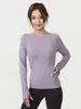 Roupas de Yoga em Estoque, Roupas de Corrida Fitness de Manga Longa de Secagem Rápida, Tops Esportivos Elásticos Slim para Pilates para Mulheres