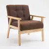Sofá individual de cuero minimalista moderno nórdico de madera maciza de tres plazas para cafetería, sofá de dos plazas para sala de estar para espacios pequeños