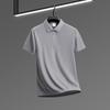 Camisa Polo de Manga Curta Refrescante de Seda de Gelo para Homens 2026 Nova Cor Sólida Gola Polo Casual T-shirt Simples Masculina Dropshipping