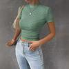 Comércio Exterior Amazon Temu 2024 Moda Feminina Europeia e Americana Cropped Top Gola Alta Jacquard de Malha Sexy