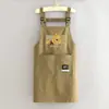 Delantal Ajustable Estilo Coreano para Cocina y Hogar, Delantal Impermeable de Dibujos Animados para Hombres y Mujeres, Adecuado para Catering y Trabajo, con Texto Impreso