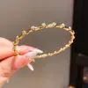 Pulseira Aberta Estilo Coreano Zircônia Cúbica Coração Geométrico Nó de Bambu Pulseira de Luxo Leve Sensação de Alto Padrão Design com Senso Joia de Mão de Nicho Atacado