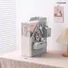 Suporte de Livro Porta-Documentos Suporte de Mesa para Livros Prateleira Rack de Armazenamento de Escritório Estante de Livros Lateral de Mesa Móvel Armazenamento Simples Branco para Papelaria
