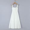 Deseo Puro Estilo Francés Dulce Encaje Vintage Costuras Encaje Cintura Ajustada Vestido Chaleco Vestido Blanco de Mujer Vestido Largo