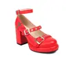 2024 nuevos zapatos Mary Jane de suela gruesa con remaches y hebilla para cinturón, zapatos de tacón alto gruesos 33-43 Zapatos de comercio exterior de Amazon