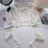 Cardigã de Seda de Gelo Roupas de Proteção Solar para Mulheres 2024 Novo Estilo, Xale Leve para Roupa Externa, Cobre-ombros Camisola de Verão, Jaqueta Curta