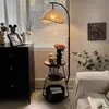 Luminária de piso para mesa de centro retrô estilo francês vintage, luz ambiente para sala de estar, luminária integrada para sofá, quarto, mesa de cabeceira e área de armazenamento