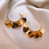 Pendientes Acrílicos con Estampado de Leopardo Geométrico Estilo Hong Kong Moda Pendientes de Gama Alta Personalizados Tendencia Versátiles Nicho