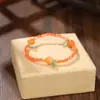 Pulsera tejida a mano de cristal con forma de hoja, pulsera vintage personalizada de nicho, joyería simple y elegante, venta al por mayor desde el fabricante