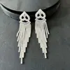 Pendientes largos de borla de diamantes Super Flash estilo europeo y americano para mujer, exquisitos, sencillos, combinan con todo, de alto grado, con borlas, con temperamento
