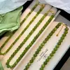 Collar de Ágata Verde Estilo Francés para Mujer, Cadena de Clavícula de Cuentas de Verano de Nicho, Gargantilla Fresca Apilable Estilo Chino Nuevo