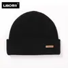 Gorro 100% Pura Cabra Unisex Doble Capa Engrosado Invierno Color Sólido Gorro de Punto
