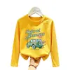 Camiseta Infantil de Manga Larga con Estampado de Dibujos Animados 2026, Camiseta Básica de Algodón Puro para Niños de Primavera y Otoño