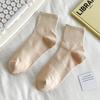 Meias Curtas de Primavera e Verão Cor Sólida Meias Curtas Finas com Cinto para Mulher Cor Sólida Algodão Meias de Cano Médio para Mulher Absorventes de Suor Meias Sapatilha da Moda para Mulher