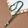 Colar Cordão para Pingente DIY Feito à Mão Trançado com Corda de Abacaxi 3mm e Anel Ajustável de Jade Ba Shan Ágata