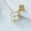 Novo banho de ouro genuíno retenção de cor cor zircônia acessórios DIY pingente flor personalizada geométrico temperamento colar mulheres