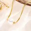 Moderna Cadena para Clavícula de Mujer con Perlas, Collar Único y Elegante de Acero de Titanio, Para Usar en Capas, Versátil y Elegante