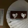 Pendientes de Corazón Esmerilado de Alta Gama Textura Pendientes Nuevos para Mujer Diseño Único Irregular Corazón Retro