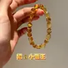 Pulsera de Citrina Imitación Bestia Devoradora de Oro para Mujer Diseño de Nicho Estilo Nuevo para Atraer Riqueza y Fortuna Pulsera de Cristal Amarillo Imitación Regalo de Cumpleaños