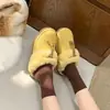 Zapatos nuevos cálidos y peludos, punta redonda, forro de felpa, punta cerrada, suela gruesa, sin cordones, comodidad de felpa, pantuflas de algodón otoño/invierno para mujer 2026