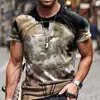 Camisetas de Manga Corta para Hombre 2024 Nuevas y Modernas, Atractivos Tops de Verano para Hombre Serie Lobo Feroz 3D Estampados Digitales