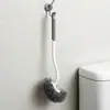 Cepillo para inodoro con cerdas suaves, sin puntos ciegos, montado en la pared, cepillo para inodoro con cabeza curva para la limpieza del baño