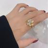 Anillo de flor con microincrustaciones, flor de la suerte tridimensional, nuevo anillo giratorio, anillo de dedo índice de moda para mujer de lujo ligero de alta calidad