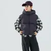 Colete de Penas Infantil Estilo Coreano Novo Meninos Meninas Médio Grande Crianças Espessado com Capuz 90 Penugem de Pato Branco Colete Fofo Tendência
