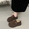 Zapatos de algodón para la nieve cálidos, forrados de polar, de suela gruesa para mujer, adecuados para usar al aire libre en invierno, nuevo modelo otoño e invierno 2026, versátiles, que aumentan la altura, completamente cerrados, estilo Birkenstock