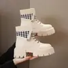 Botines estilo británico Martin para mujer, nueva colección otoño/invierno 2026, modernos y populares, botines de algodón con forro polar, suela gruesa, que aumentan la altura, botines cortos para mujeres petite