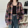 Toma Real de Camisas de Diseñador de Gama Alta Estilo Coreano de Nicho para Mujer, Primavera Vintage Estilo Hong Kong Versátil Holgadas a Cuadros