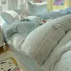 Juego de Cuatro Piezas de Vellón de Leche Clase A Otoño e Invierno Engrosado Coral Cálido Franela Sábana Bajera Sábana Ajustada Juego de Tres Piezas para Dormitorio 3