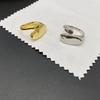 Anel oval brilhante elegante de moda francesa design feminino senso de design nicho latão banhado a 18K anel aberto ajustável