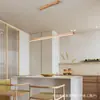 Luminária pendente de restaurante bar com estética de song, ventilador sem pás, mesa de jantar, luz linear minimalista, luminárias para sala de chá em madeira maciça e tecido
