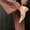 Versión de piel de oveja~Zapatos de salón poco profundos de punta fina plateados de estilo francés elegantes para mujer con tiras cruzadas, zapatos Mary Jane versátiles que aumentan la altura para la primavera