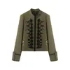 Ropa de Mujer Transfronteriza 2026 Moda Europea y Americana Versátil Ajustada Chaqueta de Manga Larga con Botones y Cuello Alto para Mujer F8082