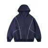 3662 # Rebaja de Liquidación Rappeye Chaqueta con Capucha y Cremallera Estilo Americano de Moda Peso Pesado con Costuras Visibles Sudadera Oversized