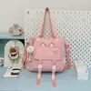 Bolsa Transversal Lisa Fofa de Outono e Inverno para Meninas de Faculdade, Bolsa de Ombro Grande Capacidade com Estampa Artística, Bolsa para Deslocamento e Aulas de Reforço para Estudantes