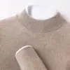 Nueva camisa base de cachemira de cuello medio alto para otoño e invierno, suéter de punto de cuello alto de lujo ligero