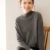 Nuevo Suéter de Cachemira para Mujer Estilo Simple Otoño 2026, Tejido de Cuello Medio Alto, Suéter Básico Versátil de Manga Larga