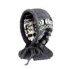 Corea del Sur Gorro Pasamontañas Copo de Nieve para Mujer Otoño e Invierno Nuevo Gorro de Punto Cálido para el Cuello Protección Integrada para las Orejas Gorro de Lana