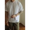 Camiseta Masculina Pesada Solta Estilo Americano, Versão Casual para o Dia a Dia, Cor Sólida Manga Curta, Workwear Vintage, Camisa Básica Versátil, Manga Meia