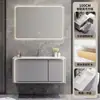 Yida Puede Personalizar Paneles de Puerta Pintados de Roble Gris Hierro Gabinete de Baño Gabinete con Lavabo de Mano para Baño Juego de Gabinetes de Baño