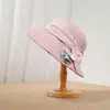 Chapéu Estilo Coreano para Mulheres, Chapéu de Pescador Respirável com Proteção Solar para Primavera e Verão, Chapéu de Tecido Fashion com Laço, Novo Chapéu Bucket Versátil