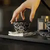 Copos Mestre de Cerâmica das Dinastias Tang e Song para Banquetes Noturnos, Xícaras de Chá Grandes com Incrustações de Ouro e Prata para Uso Doméstico, Design Floral Completo