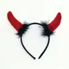 Diadema de cuernos de Halloween traje de tridente Diadema de Diablo Rojo accesorios para actuación de mascarada para niños y adultos