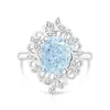 Anillo de Huevo de Paloma Cortado Flor de Hielo de Piedra Preciosa Colorida Más Vendido en Transmisión en Vivo para Mujeres, Chapado en Oro Real Diamante de Alto Carbono Super Brillante Anillo con Forma de Huevo Joyería