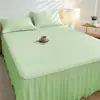 Esterilla refrescante de látex, esterilla de seda helada con faldón para cama, alfombrilla suave de verano para enfriar con aire acondicionado, protector de colchón para el hogar lavable a máquina