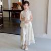 Roupas Infantis Estilo Coreano Meninas Fino Novo Chinoiserie Estilo Nacional Terno 2025 Verão Novo Paetê Bordado Conjunto de Duas Peças
